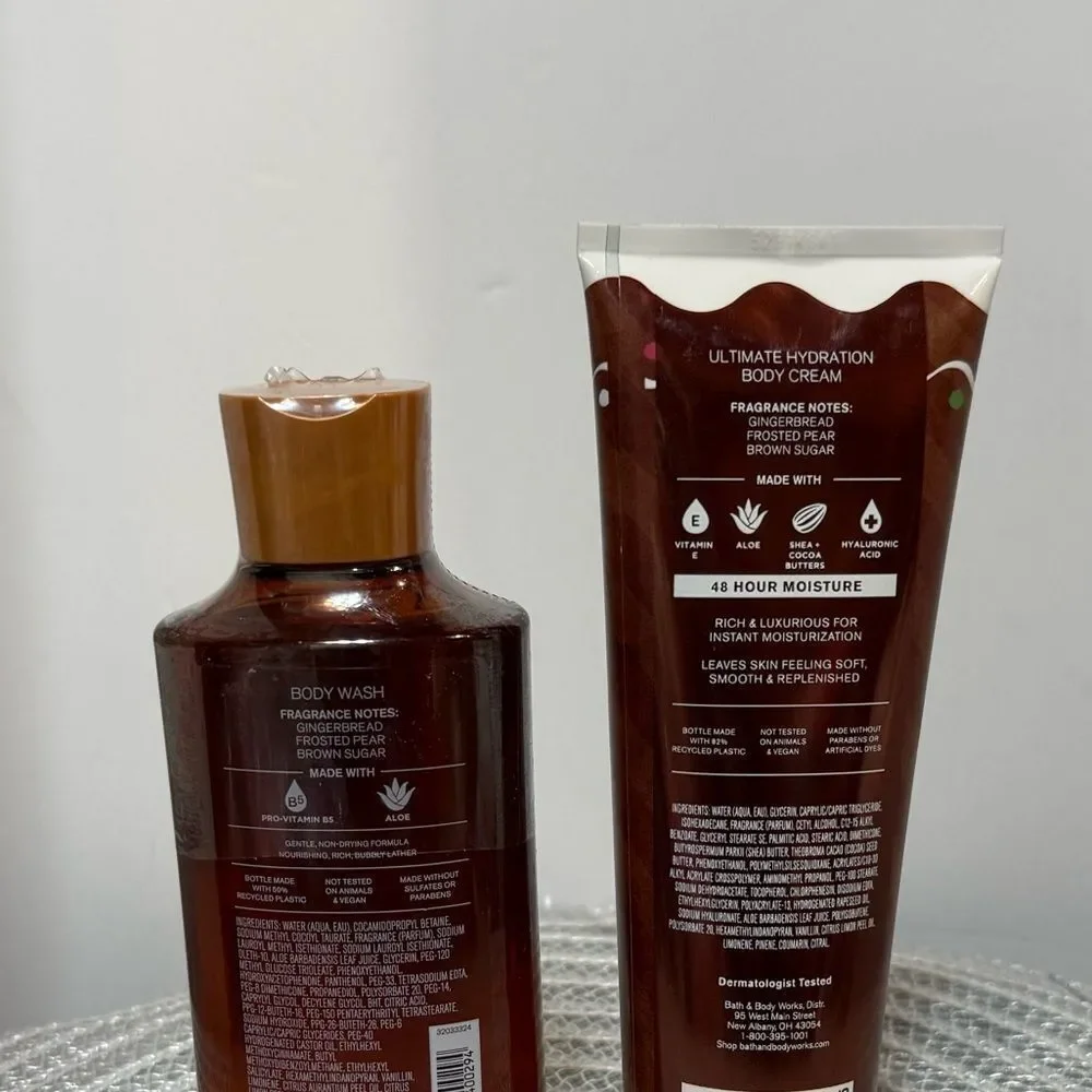 BBW Gingerbread Latte Body Cream and Body Wash Set of 2 NWT